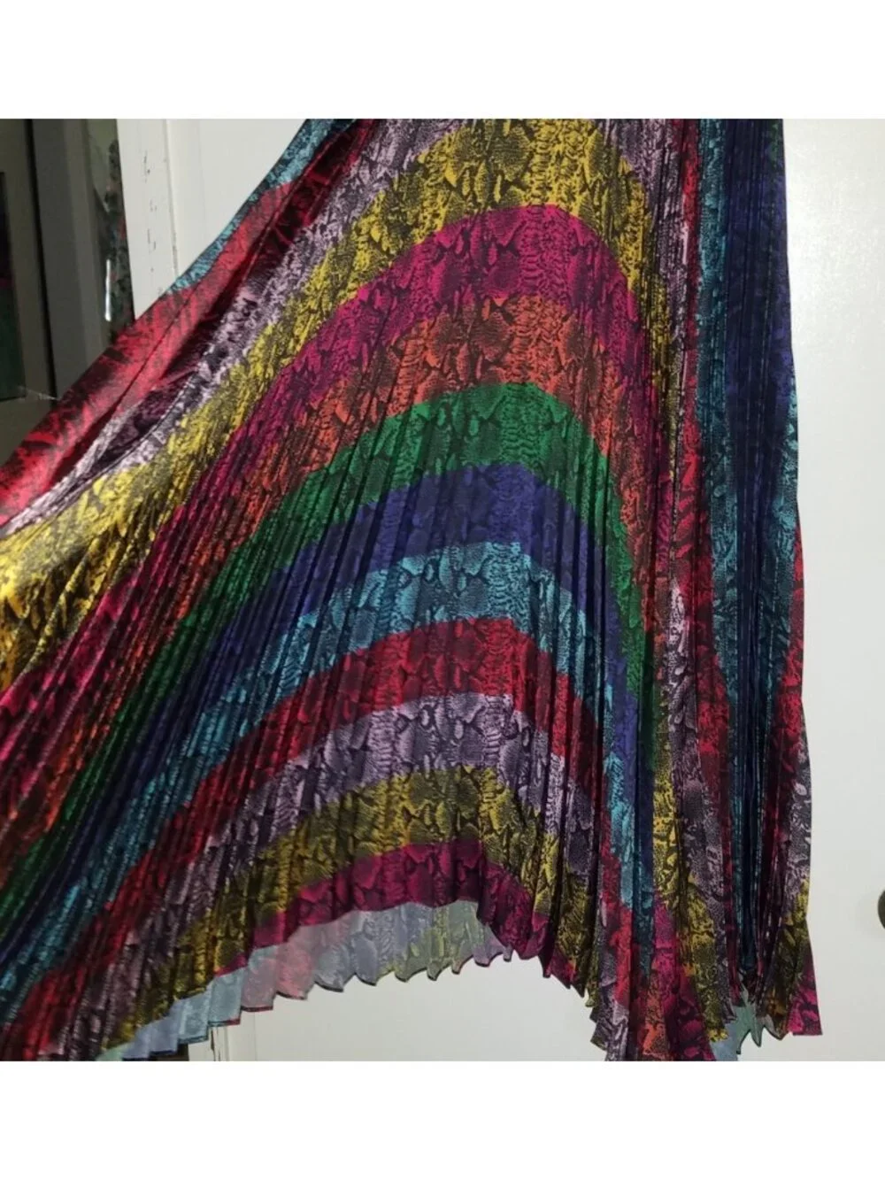 Alice + Olivia Katz Rainbow Snake Maxi Skirt Size 12